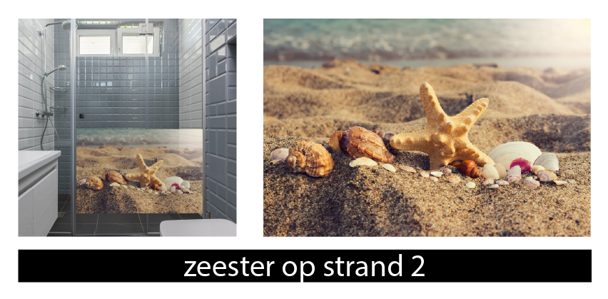 kussen hulp in de huishouding Geurig douchecabine sticker zeester op strand 2 - alleenmaarstickers.nl