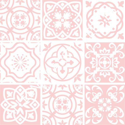 Vloer(tegel)stickerset roze 1 (9 stickers)