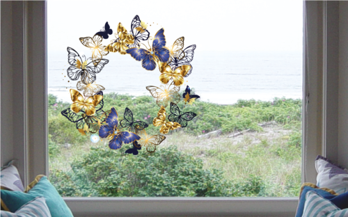 raamsticker - gouden vlinder 7