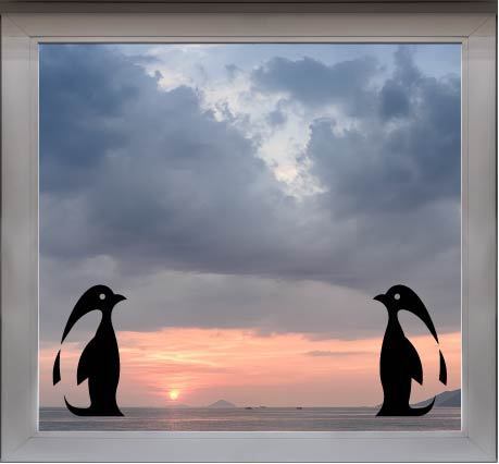 raamstickers vogels - pinguins (1 set van 2 stickers)