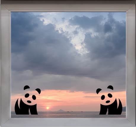 raamstickers dieren - panda's (set van 2 stickers)