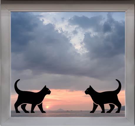 raamstickers dieren - katten (set van 2 stickers)