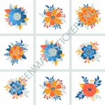 Tegelstickerset bloemen 3 (9 stickers)
