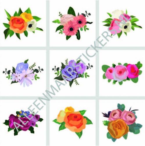 Tegelstickerset bloemen 4 (9 stickers)