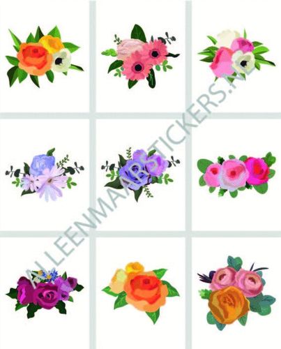 Tegelstickerset bloemen 4 rechthoekig (9 stickers)