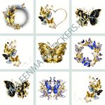 Tegelstickerset gouden vlinders (9 stickers)