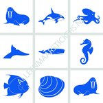 Tegelstickerset zeedieren (9 stickers per set)