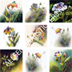 tegelstickerset bloemen met regendruppels (set van 9 stickers)