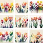 tegelstickerset tulpen waterverf (9 stickers per set)