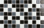 AANBIEDING: 25 stickers mozaiek zwart glasslook STATISCH KLEVEND 14,4cm x 19,4cm
