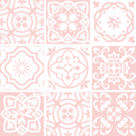 Vloertegelstickerset combi roze (1 set van 9 stickers)
